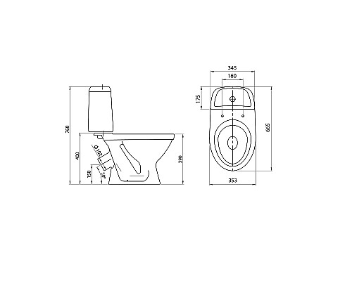 Унитаз компакт Santeri Прайм 1.P205.4.S00.00B.F с бачком и сиденьем