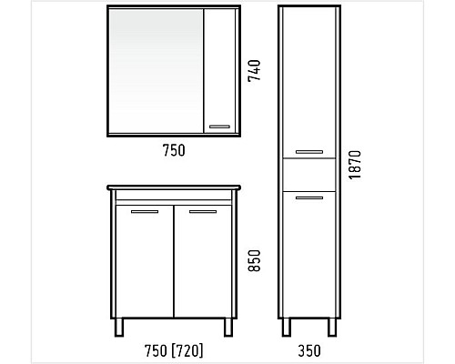 Шкаф-пенал Corozo Лорена 35 SD-00000304 напольный