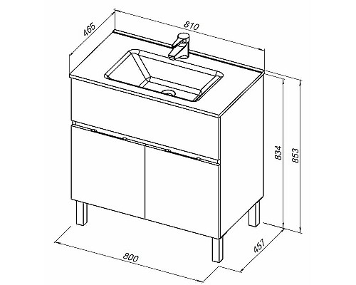Тумба под раковину Aquanet Алвита New 80 277552 Серая матовая