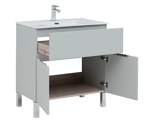 Тумба под раковину Aquanet Алвита New 80 277552 Серая матовая