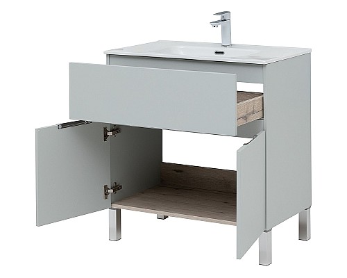 Тумба под раковину Aquanet Алвита New 80 277552 Серая матовая