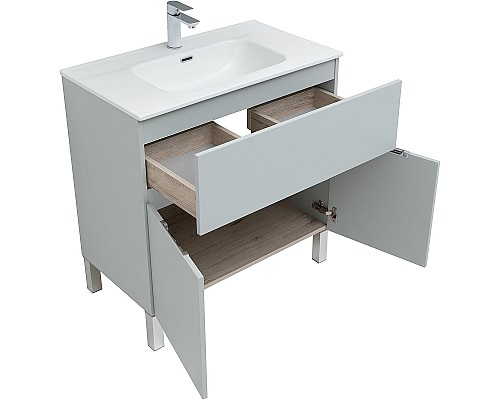 Тумба под раковину Aquanet Алвита New 80 277552 Серая матовая