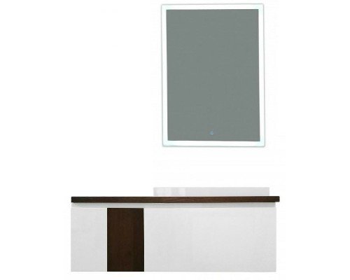 Тумба с раковиной Эстет Malibu 140 R ФР-00007127 подвесная Белая Темное дерево