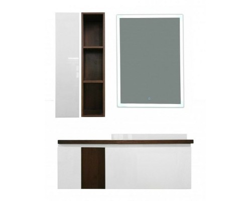 Тумба с раковиной Эстет Malibu 140 R ФР-00007127 подвесная Белая Темное дерево