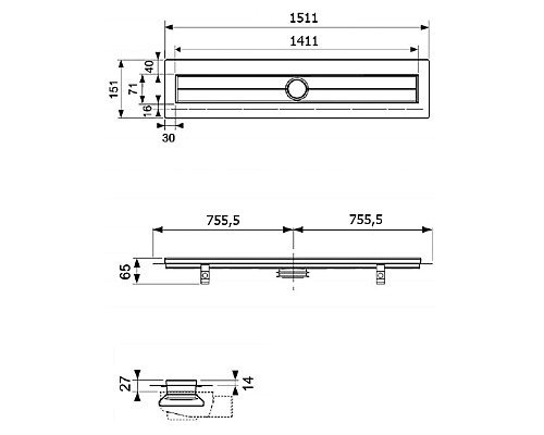 Дренажный канал прямой TECE drainline 601500 Дренажный канал прямой TECE drainline 601500