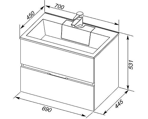 Тумба под раковину Aquanet Алвита 70 183992 подвесная Серый антрацит