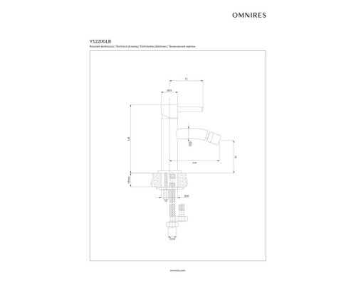 Смеситель для биде Omnires Y Y1220GLB брашированное золото