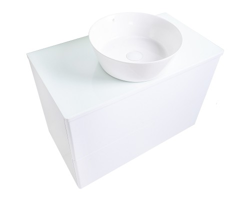 Тумба с раковиной Orange Otto 75 Ot-75TuGLASS+B08-360W подвесная Белый глянец