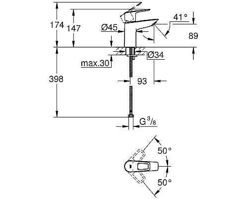 Смеситель для раковины Grohe BauLoop 23337001 Хром