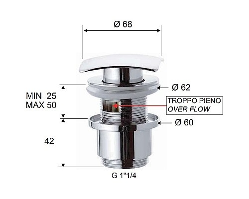 Донный клапан Remer 905SCC2114 click-clack Хром Донный клапан Remer 905SCC2114 click-clack Хром