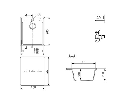 Кухонная мойка Ulgran Quartz Forte 425-09 мокрый асфальт