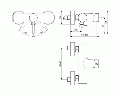 Смеситель для душа Ideal Standard Ceraline BC200AA Хром
