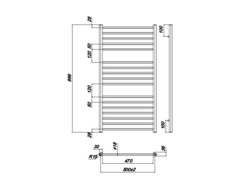 Полотенцесушитель Водяной Ravak Norma 50x100 X04000083679