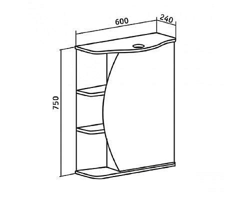 Зеркальный шкаф Runo Линда 60 00000001082 правый