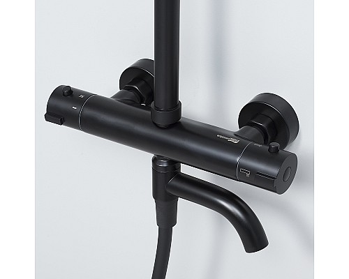 Душевая система WasserKRAFT A28801 с термостатом Черная матовая