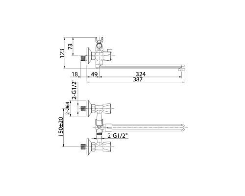 Смеситель для ванны с длинным изливом Milardo Tring TRISBL2M10