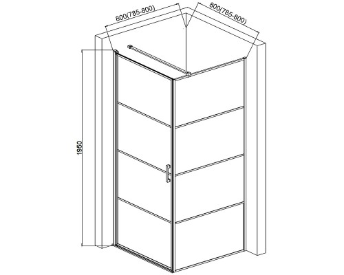 Душевой уголок AQUAme 80x80 L профиль Черный матовый стекло прозрачное