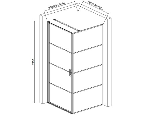 Душевой уголок AQUAme 80x80 L профиль Черный матовый стекло прозрачное