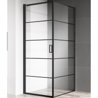 Душевой уголок AQUAme 80x80 L профиль Черный матовый стекло прозрачное