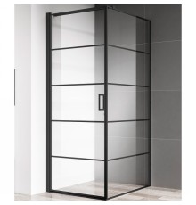 Душевой уголок AQUAme 80x80 L профиль Черный матовый стекло прозрачное