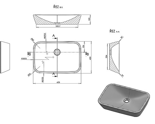 Умывальник Ceramic 600 R белый Ravak Ceramic 600 R XJX01160002