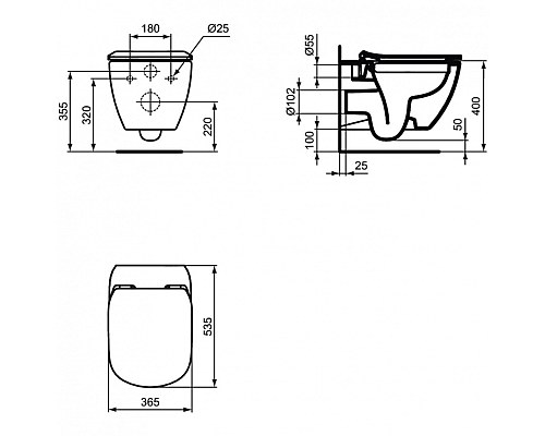 Унитаз Ideal Standard Tesi T355101 подвесной с сиденьем Микролифт