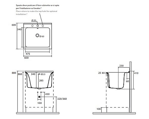 Раковина Kerasan Aquadom 029401 60х60