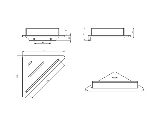 Полка угловая белая с ораничителем-скребок LANGBERGER 73451-WH