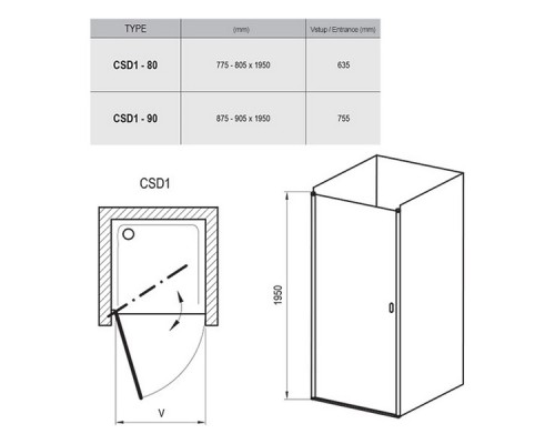 Душевая дверь Ravak Chrome 0QV40U00Z1 80 сатин прозрачный