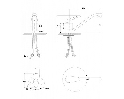 Смеситель для кухонной мойки KAISER County 66233