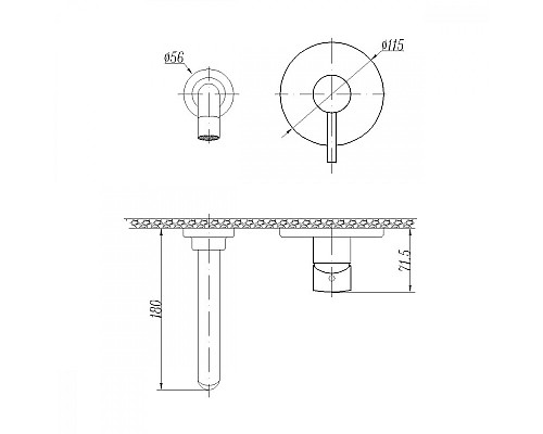 Смеситель ABBER Wasser Kreis AF8112B для раковины скрытого монтажа, черный матовый