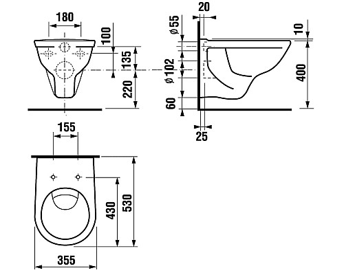 Унитаз Jika Lyra 8.2137.0.000.000.3 подвесной без сиденья