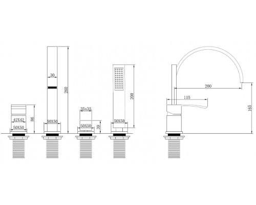 Смеситель на борт ванны Abber Wasserfall AF8613 Хром