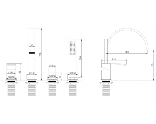Смеситель на борт ванны Abber Wasserfall AF8613 Хром