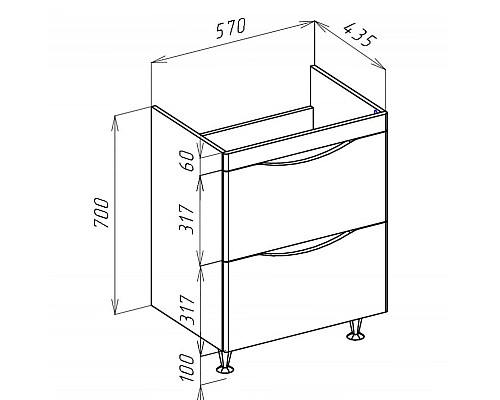 Тумба под раковину Bellezza Санриса 60 4630109660018 Белая