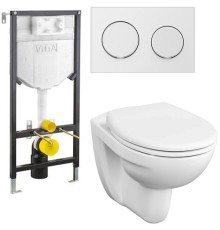 Комплект унитаза Vitra Spinflush с инсталляцией Uno 9842B003-7206 с сиденьем Микролифт и клавишей смыва
