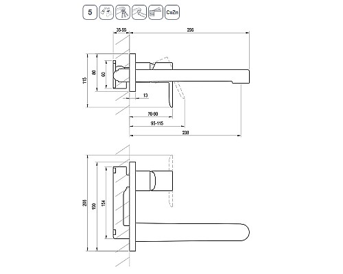 Смеситель для раковины Ravak Puri PU 019.20 X070184 Черный матовый