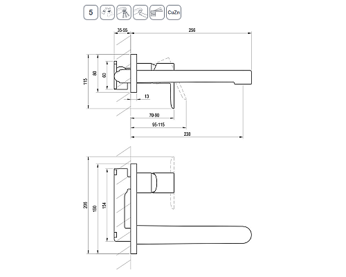 Смеситель для раковины Ravak Puri PU 019.20 X070184 Черный матовый