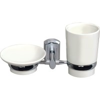 Стакан для зубных щеток с мыльницей WasserKRAFT K-28126 Хром Белый