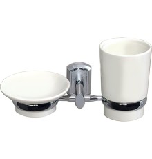 Стакан для зубных щеток с мыльницей WasserKRAFT Хром Белый