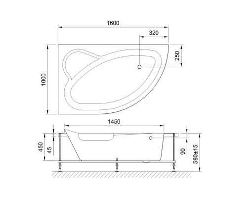 Акриловая ванна Royal Bath Alpine 160x100 L RB819101L