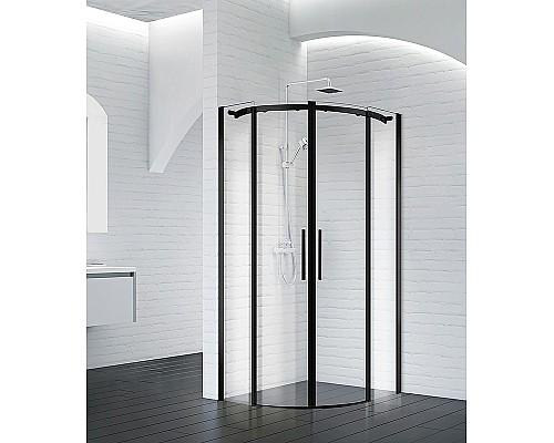 Душевой уголок BelBagno Acqua 90x90 ACQUA-R-2-90-C-NERO профиль Черный стекло прозрачное