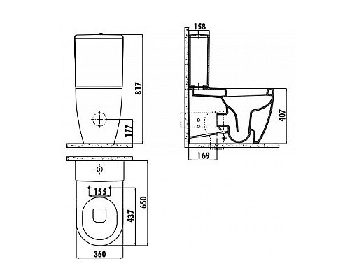Унитаз биде Creavit Free FE360-00CB00E-0000 Белый без бачка и сиденья