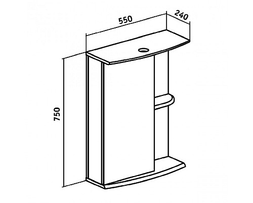 Зеркальный шкаф Runo Николь 55 00000000037 левый