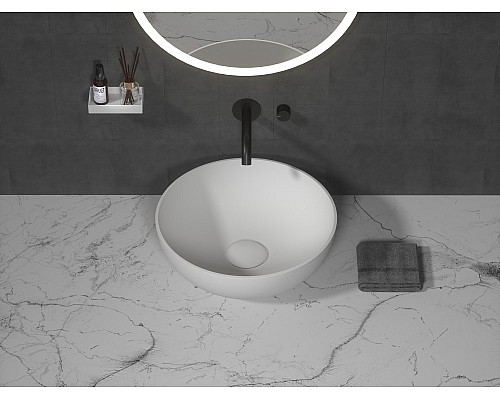 Раковина-чаша кориан круглая матовая, Slim 39см 390x390x145