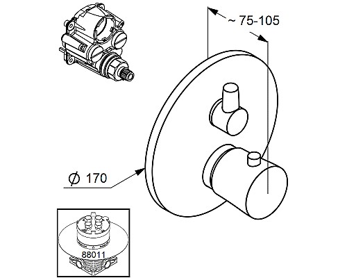 Смеситель для душа Kludi Balance 528308775 Черный Хром