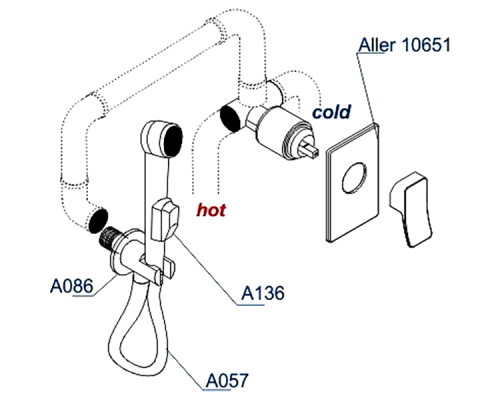 Гигиенический душ со смесителем WasserKRAFT Aller A106157 Хром