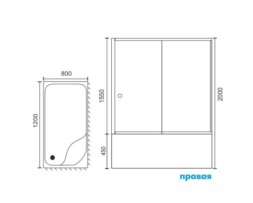 Душевой уголок Royal Bath BP 120х80 с поддоном Хром