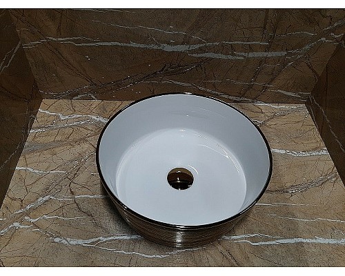 Раковина-чаша CeramaLux 37 C1055 Бело-золотая