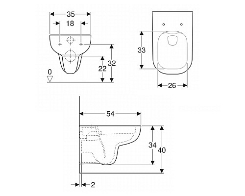 Чаша унитаза безободковая подвесная GEBERIT Smyle 500.210.01.1